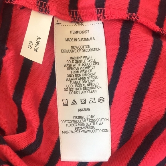 Nautica Melonberry Short Sleeve Tie Stripe Print Shirt - Picture 9 of 12